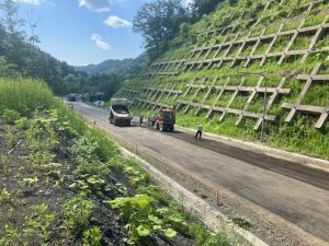 美唄富良野線総B地方道工事（舗装工）美唄工区（補正）施工中