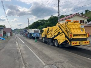 上渚滑原野滝ノ上線道単舗装工事（構造改良）（道債）その１施工中1